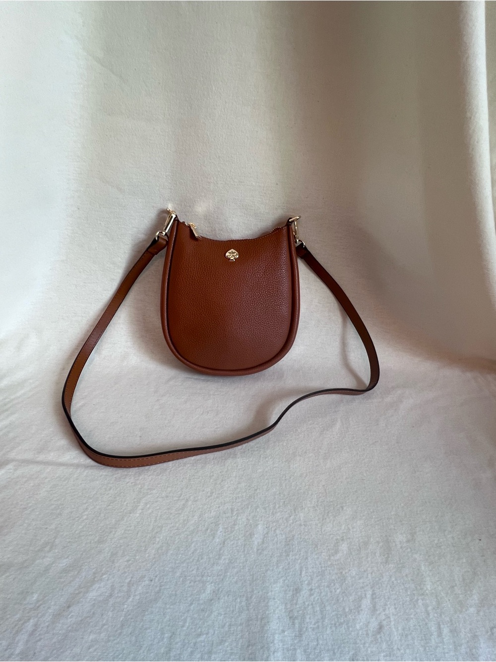 kate spade Chestnut Brown Pebbled Leather Crossbody Saddle Bag